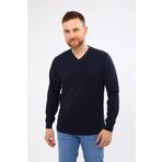V Yaka Lacivert Uzun Kollu Sweatshirt Süprem Iş Tişörtü Cepli LACİVERT-XL