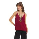 V Yaka Minimal Askılı Bluz Bordo