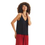 V Yaka Minimal Askılı Bluz Siyah