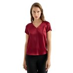 V Yaka Saten Bluz (Bordo, 38)