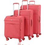 V2413 Super Lıght Valiz Black Set - 7F8-Pembe