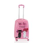 V307 Abs Çocuk Valiz-Pembe - Happy Baskı