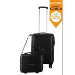 V379 Aura Y.üretim Pp Valiz 55 Cm + Makyaj Siyah Set