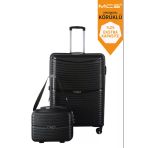 V379 Aura Y.üretim Pp Valiz 75 Cm + Makyaj Siyah Set