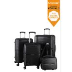 V379 Aura Y.üretim Pp Valiz Set + Makyaj Kemik/Gri Set