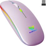 V5.0 Bluetooth & Wireless 2,4ghz Sessiz Kablosuz Mouse Pembe Işıklı Şarjlı