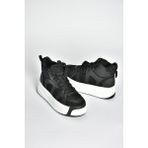 V973019102 Siyah/beyaz Süet Kalın Tabanlı Kadın Spor Ayakkabı Sneakers - 01-Siyah - Beyaz