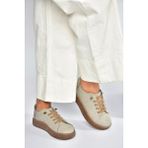 V999060501 Gri Hakiki Deri Nubuk Kadın Spor Ayakkabı Sneakers