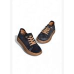 V999060502 Lacivert Hakiki Deri Süet Kadın Spor Ayakkabı Sneakers