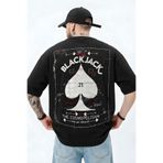 VACHT Erkek Oversize Salaş Tişört Black Jack Siyah