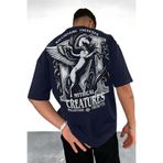 VACHT Erkek Oversize Salaş Tişört Creatures Lacivert