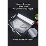 Vacuum Sealer 30 cm x 5 metre Tırtıklı Rulo Vakum Makinesi Poşeti Gıda Saklama Vakum Poşeti
