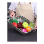 Vadi Olla Gümüş Paslanmaz Çelik Kevgir Karıştırma Kasesi Salata Makarna Sebze Meyve Süzgeç 35x27 Cm