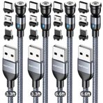 VAFOTON Manyetik Şarj Kablosu Tip C, Android için Manyetik Telefon Şarj Kablosu Manyetik USB C Kablosu-Naylon Örgülü Tip C Mikro USB/i-Ürün için (Gri, 3.3FT+3.3FT+6.6FT+6.6FT)