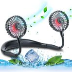 VAGAU Taşınabilir Soğutucu Boyun Fanı, Renkli LED ışıklı Şarj Edilebilir USB Kişisel Boyun Fanı, 360° Dönme, Ofis Seyahat Spor için Giyilebilir Boyun Fanı Kliması, 3 Ayarlanabilir Hız (Siyah)