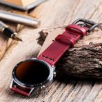 Vagave Hakiki Deri Kordon 20MM 22MM 24MM Fossil Diesel Lacoste Casio Armani Tissot Nacar Klasik Saat Kordonu Deri Kayış Kırmızı - 20 mm