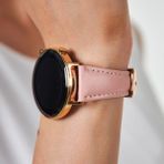Vagave Huawei Watch Samsung Galaxy Watch Kadın Deri Kordon Huawei Gt Gt2 Gt3 42 Mm, Samsung Watch4 Watch5 Watch 6 Watch 5 Pro 40mm 43mm 44mm 45mm 46mm 47mm Active2 20MM Deri Kayış - Gold Toka - Pembe