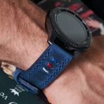 Vagave Samsung Galaxy Watch 4 5 6 / Watch 6 Classic 40MM 43MM 44MM 47MM Watch 5 Watch 5 Pro 40MM 44MM 45MM Watch 4 40MM 42MM 44MM 46MM 3 İp Motifli Deri Kordon 20MM Hakiki Deri Kayış Mavi - Gümüş Toka