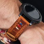 Vagave Samsung Galaxy Watch 4 5 6 / Watch 6 Classic 40MM 43MM 44MM 47MM Watch 5 Watch 5 Pro 40MM 44MM 45MM Watch 4 40MM 42MM 44MM 46MM 3 İp Motifli Gri Deri Kordon 20MM Hakiki Deri Kayış - Siyah Toka - Hardal
