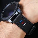 Vagave Samsung Galaxy Watch 4 5 6 / Watch 6 Classic 40MM 43MM 44MM 47MM Watch 5 Watch 5 Pro 40MM 44MM 45MM Watch 4 40MM 42MM 44MM 46MM 3 İp Motifli Siyah Deri Kordon 20MM - Gümüş Toka