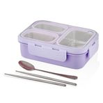 Vagon Çelik Beslenme Kutusu Lunch Box Paslanmaz 620 Ml Mor Xc-7097