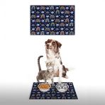 Vagonik 35x50 cm Water Food Gökkuşağı Lacivert Dijital Baskılı Dekoratif Çok Amaçlı İç ve Dış Kapı Kedi Köpek Mama Paspası