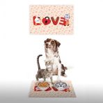 Vagonik 35x50 cm Water Food Love Dijital Baskılı Dekoratif Çok Amaçlı İç ve Dış Kapı Kedi Köpek Mama Paspası