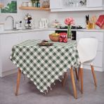 Vagonik Çok Amaçlı Sofra Bezi Piknik Örtüsü & Masa Örtüsü Yeşil Ekose Pötikare Desenli 140X140 cm - Beyaz - Yeşil - 140 x 140 cm