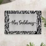 Vagonik Hoş Geldiniz Zebra Dijital Baskılı 50 x 70 cm Dekoratif Çok Amaçlı Iç ve Dış Kapı Paspası - Siyah - Beyaz