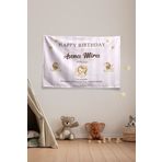 Vagonik Kişiye Özel Doğum Günü Aslan Temalı Happy Birthday Duvar Örtüsü Duvar Halısı Birinci Kalite Kumaş