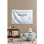 Vagonik Kişiye Özel Doğum Günü Unicorn Temalı Happy Birthday Duvar Örtüsü Duvar Halısı Birinci Kalite Kumaş