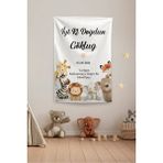Vagonik Kişiye Özel Safari Temalı Doğum Günü Happy Birthday Duvar Örtüsü Duvar Halısı Model 21 - Kahverengi - 50 x 70 cm