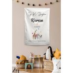 Vagonik Kişiye Özel Safari Temalı Doğum Günü Happy Birthday Duvar Örtüsü Duvar Halısı Model 23 - 70 x 100 cm - Gri