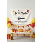 Vagonik Kişiye Özel Taraftar Temalı Temalı Sarı-Kırmızı Doğum Günü Happy Birthday Duvar Örtüsü