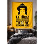 Vagonik Oğuz Kağan Temalı Türk Duvar Örtüsü Halısı Kaliteli Kumaş