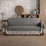 Vagonik Trend Kolları Örten Organik Buldan Bezi Battal Boy 180 x 300 cm Koltuk Kanepe Çekyat Örtüsü - Siyah