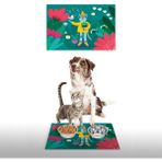 Vagonik Water Food Botanik Desenli 35x50 cm Mint Yeşili Kedi Köpek İç ve Dış Kapı Mama Paspası