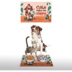 Vagonik Water Food Cats Make Me Happy 35x50 cm Bej Kedi Köpek İç ve Dış Kapı Mama Paspası
