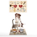 Vagonik Water Food Desenli 35x50 cm Krem Kedi Köpek İç ve Dış Kapı Mama Paspası
