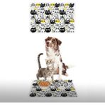 Vagonik Water Food Desenli Dijital Baskılı 35x50 cm Siyah Kedi Köpek İç ve Dış Kapı Mama Paspası