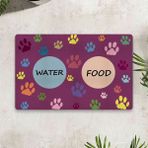 Vagonik Water Food Dijital Baskılı 50x70 cm Fuşya Kedi Köpek İç ve Dış Kapı Mama Paspası