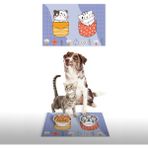 Vagonik Water Food Eflatun Ekose Desenli 35x50 cm Kedi Köpek İç ve Dış Kapı Mama Paspası