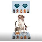 Vagonik Water Food Mavi Patili Kalp 35X50 cm Açık Mavi Kedi Köpek İç ve Dış Kapı Mama Paspası