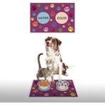 Vagonik Water Food Mor Pati Desenli 35X50 cm Kedi Köpek İç ve Dış Kapı Mama Paspası