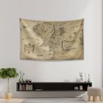 Vagonik Yüzüklerin Efendisi Orta Dünya Haritası Duvar Örtüsü Halısı - 140 x 200 cm