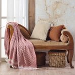 Vagonik Zigzag Pamuklu Koltuk Şalı - 100 x 150 cm - Bordo