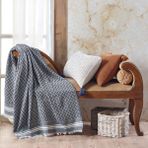 Vagonik Zigzag Pamuklu Koltuk Şalı - 100 x 150 cm - Füme