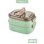 Vagonlife 1000 ML İki Kat Üç Bölme Paslanmaz Çelik Bento Lunch Box Yeni Nesil Sefer Tası-Sos Kaseli Mode