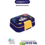 Vagonlife 1030 ml Tek Kat 4 Bölme Çocuk Beslenme Kutusu Çatal / Kaşık -FFB1262 - Mavi