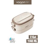 Vagonlife 1140 ML 2 Kat Paslanmaz Çelik Çorba Kaseli Bento Lunch Box Yeni Nesil Sefer Tası -FFLBOX10